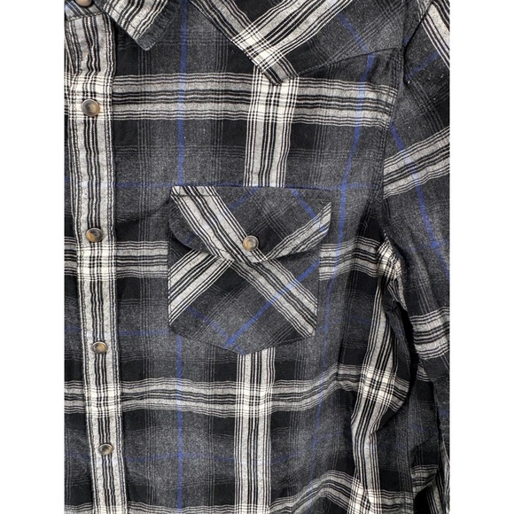 American Eagle Outfitters XXL Flannel Shirt Pearl Snap Plaid Western Long Sleeve - Picture 11 of 14